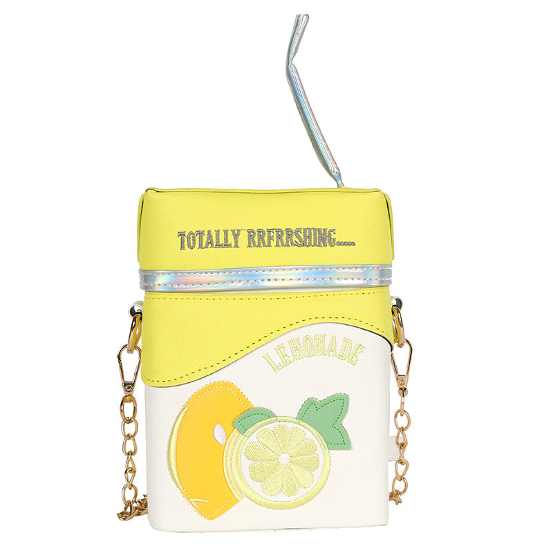 Embroidered Strawberry Lemon Fruit Straw Crossbody Bag
