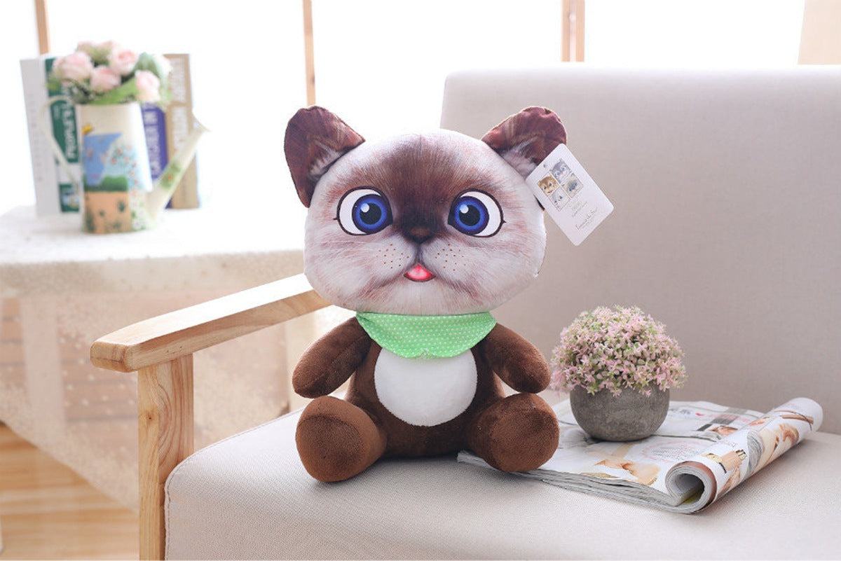 Simulation 3D Cat Doll Plush Toy Pillow Pendant Doll