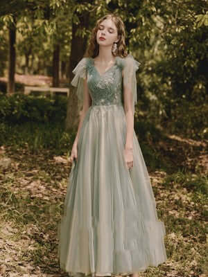 Bridesmaid Long Skirt Female Wedding Dress Host Annual Meeting Dinner Green