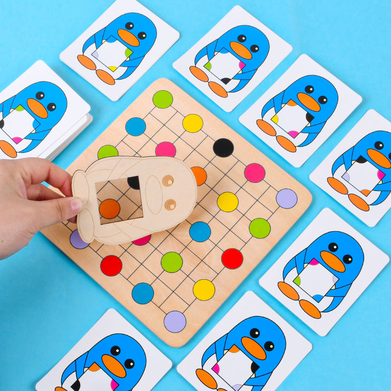 Wooden Penguin Color Matching Early Education Puzzle Toy