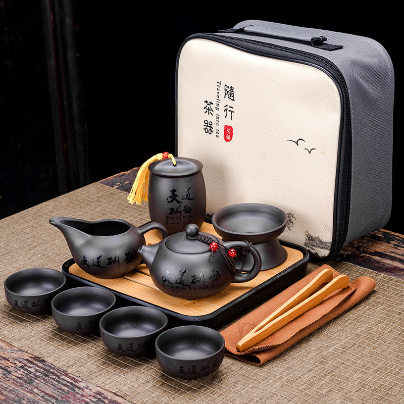 Zisha Travel One Pot Four Cups Portable Tea Set