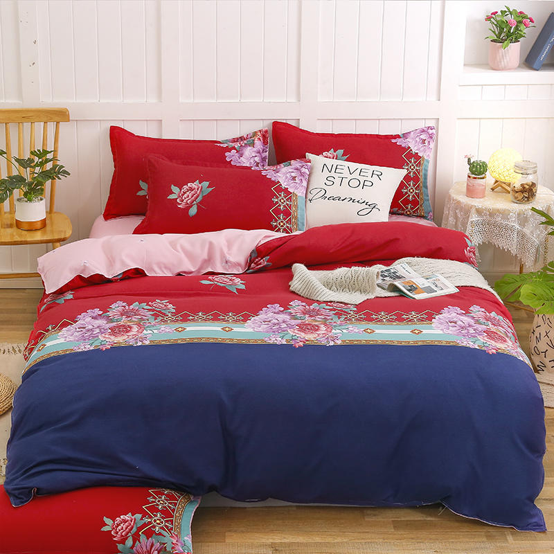 Simple Cotton Sanding Four-piece Set Thickening Small Bed Quilt Cover