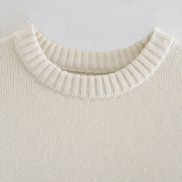 Loose Long Sleeve Crew Neck Pullover Knit Sweater Women's Top