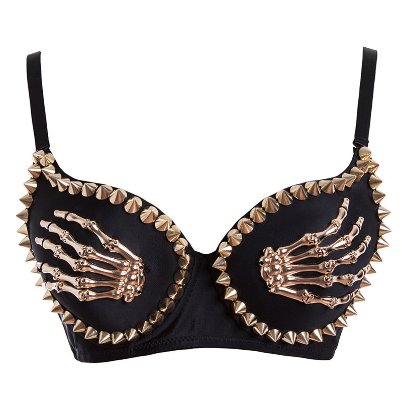 Women Nightclub Black Finger Bra