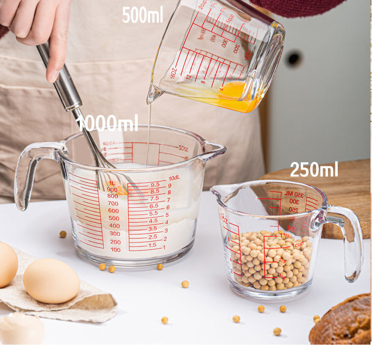 Large Capacity Glass Measuring Cup With Graduated Handle Milliliter Meter