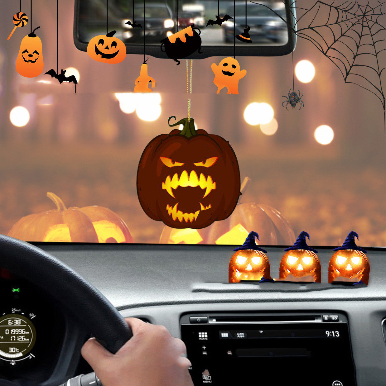 Halloween Pumpkin Car Pendant Acrylic Flat Ornament