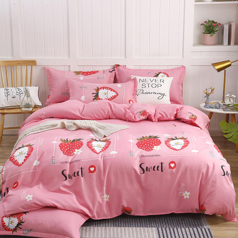 Simple Cotton Sanding Four-piece Set Thickening Small Bed Quilt Cover