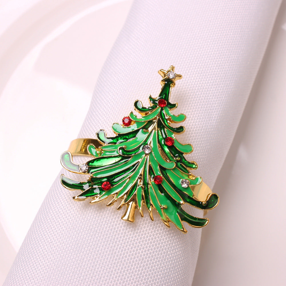 Elk Flower Christmas Tree Napkin Rings Bells