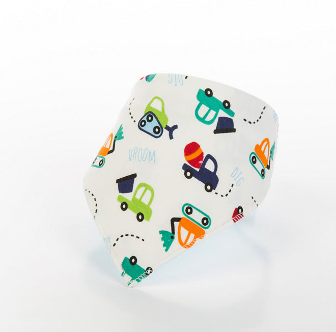 Children's Triangle Towel Baby Bib Saliva Towel Double-layer Cartoon Printing Double-sided Snap
