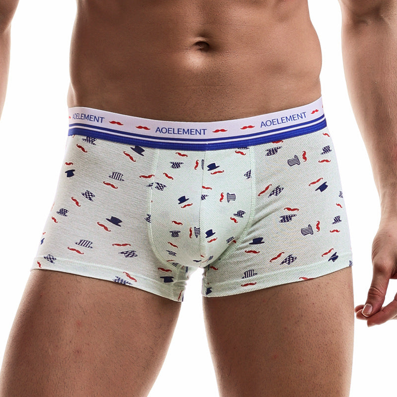 Printed Men's Underwear, Breathable And Comfortable Mid-waist Waistband