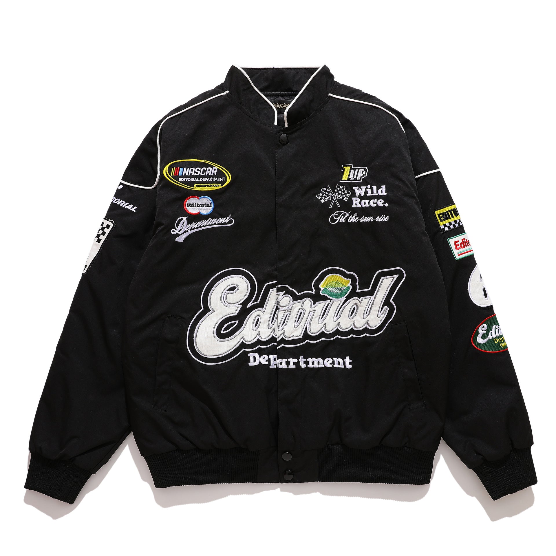 Badge Embroidered Racing Suit Men's Loose Jacket