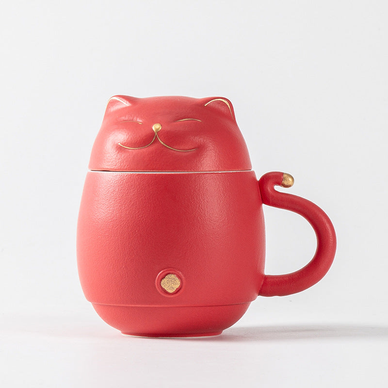 Lucky Cat Portable Tea Set For Business Trip Single Travel Mug