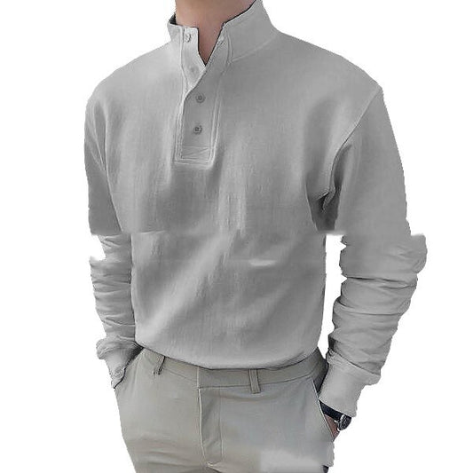 Men's Plain Long-sleeved Shirt With Ordinary Slit