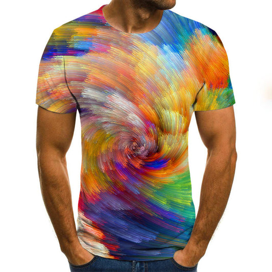 Spring And Summer New Fashion Brand Men's Fashion Tie-dye 3D Printed T-shirt Short Sleeve