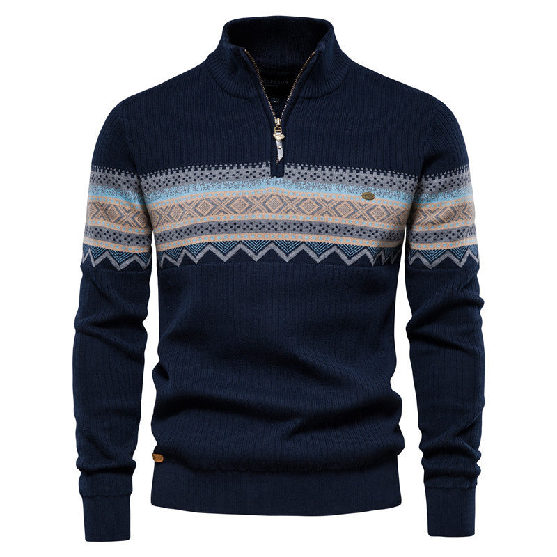 Zipper British Long Sleeve Men's Knitwear Casual