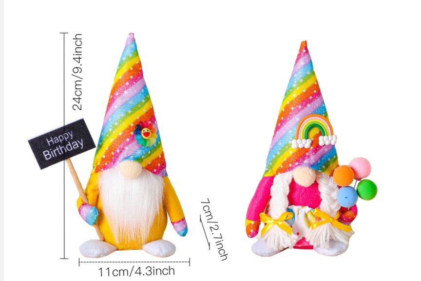 New Rainbow Birthday Rudolph Doll Ornaments