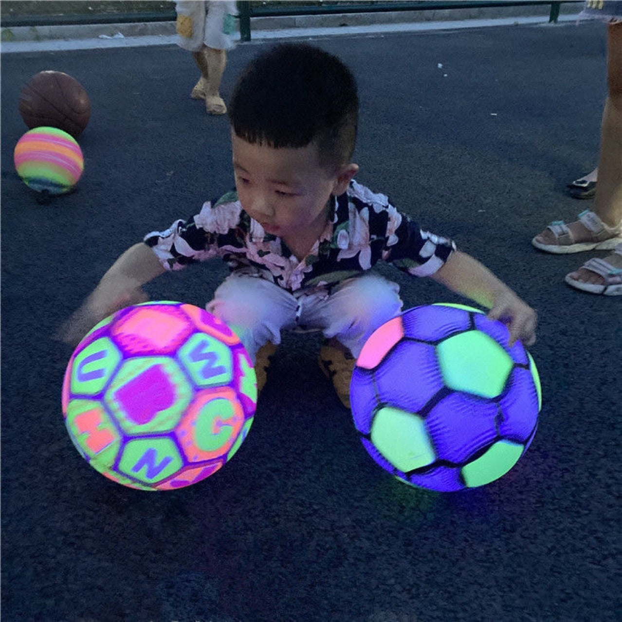 Glowing Football Flashing Basketball Racket Bounce Ball