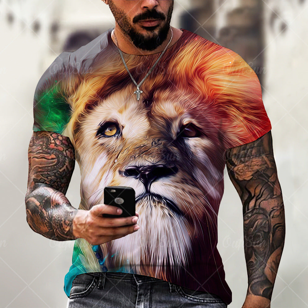 Lion Animal Digital Printing Men's Sports 3D T-shirt