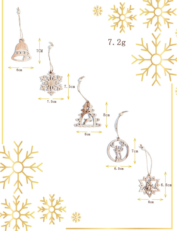 Christmas Tree Five Sets Of Wooden Pendants