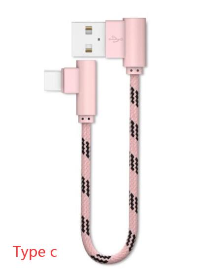 Double Elbow Braided Data Cable Micro Usb Android Mobile Phone Universal V8 Right Angle 90 Degree Charging Short Cable 20cm