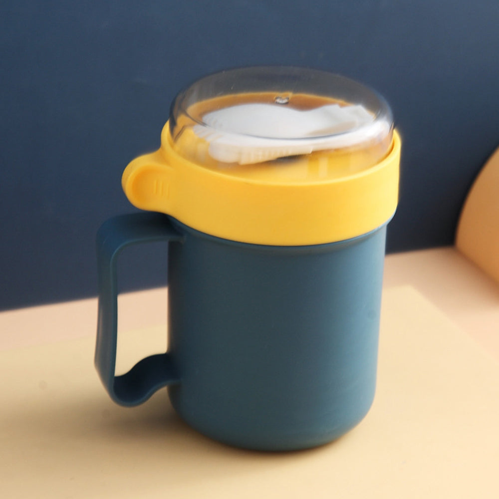 Student Breakfast Milk With Lid Spoon Portable Water Cup