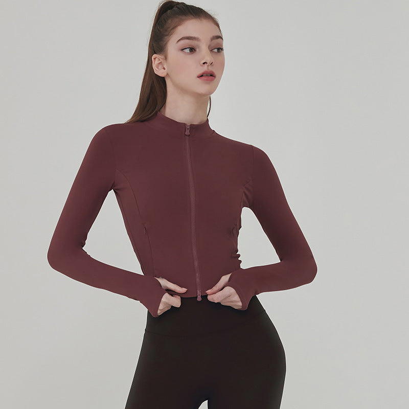 Long-sleeved Yoga Clothes With Sanding And Nudity In Autumn And Winter