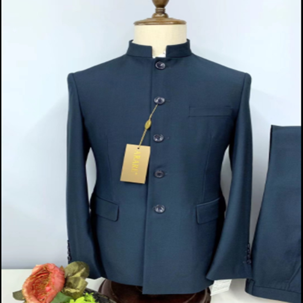 Zhongshan Collar Suit Men's Business Wedding Groom Stand Collar Self-cultivation