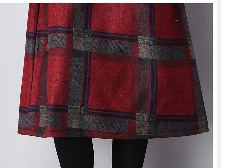 Woolen Dress Large Size Retro Plaid Autumn And Winter