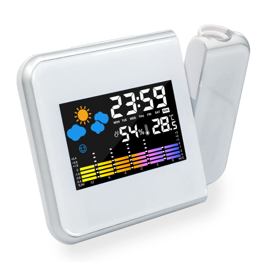 LED Alarm Projection Clock Thermometer Hygrometer Wireless