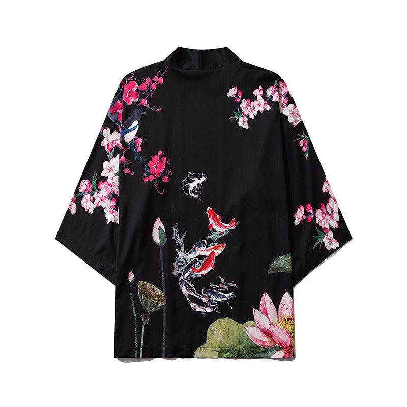 Plum Blossom Kimono Robe Men's Summer Retro Cardigan