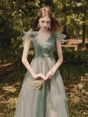 Bridesmaid Long Skirt Female Wedding Dress Host Annual Meeting Dinner Green