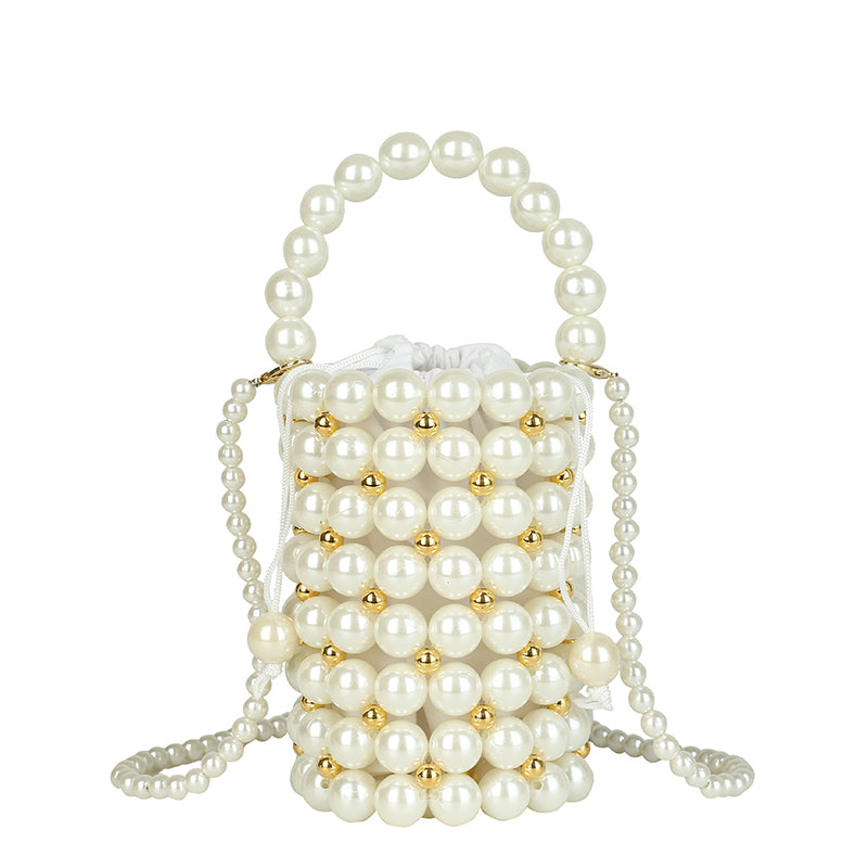 Mini Beads Bag Handmade Vintage Handbags Evening Party Shoulder Bag Female 2022 Wedding Bags With Pearls Luxury Women's Totes