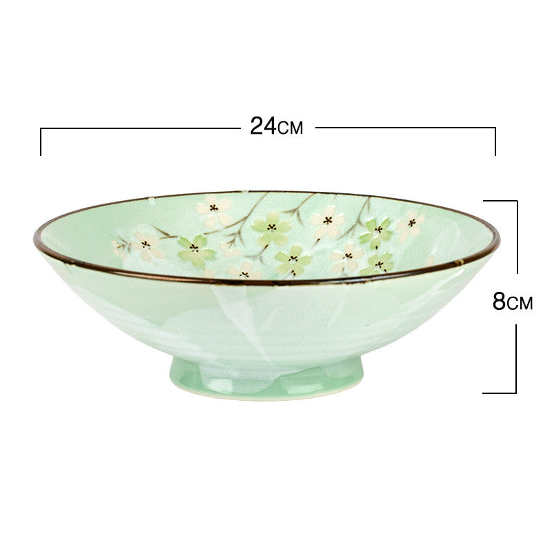 Underglaze Color Tableware Autumn Cherry Big Deep Plate Rice Bowl