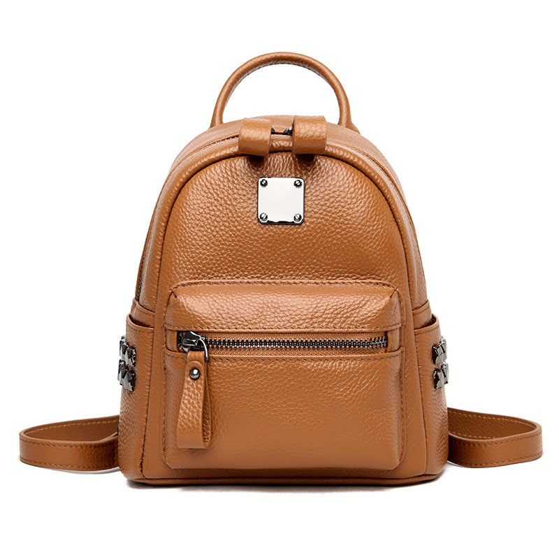 Korean Style Casual Leather Stereotyped Student Backpack