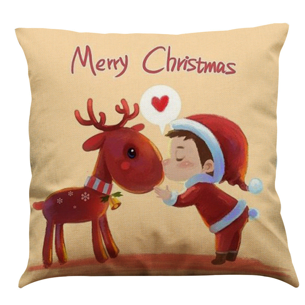 Christmas Cotton Linen Sofa Car Cushion Pillowcase