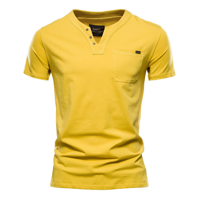 Sports T-shirt Slim Cotton Pocket Men