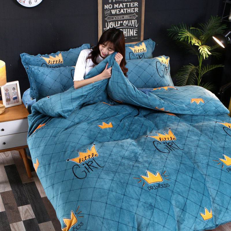 Winter Double-sided Fleece Thickened Warm Coral Quilt Cover Single Piece