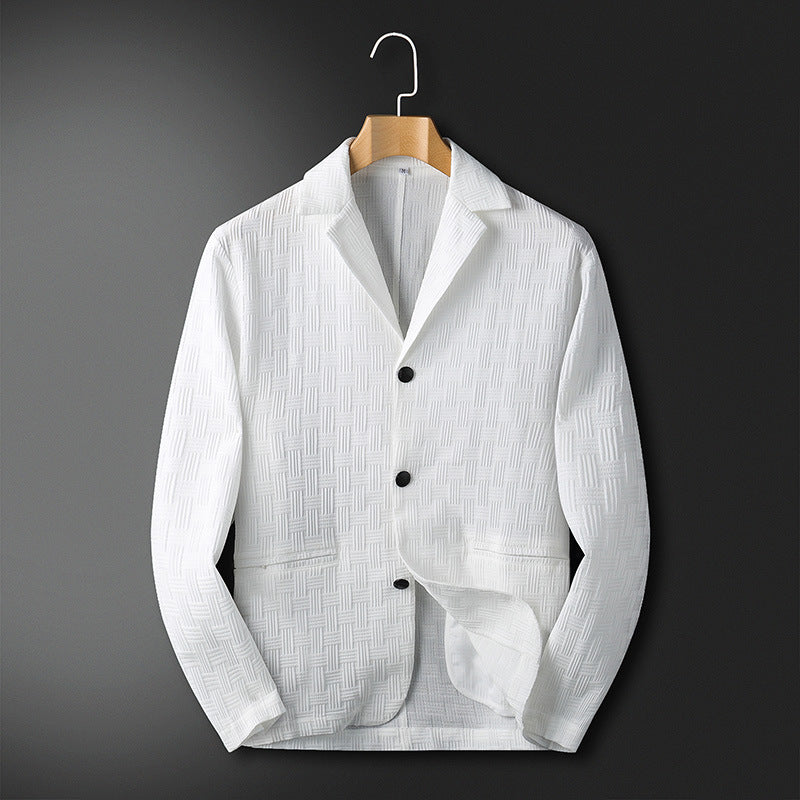 Men's New Light Luxury Dark Pattern Pleated Casual Suit