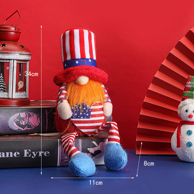 Independence Day Faceless Long And Short Legs Doll Decoration