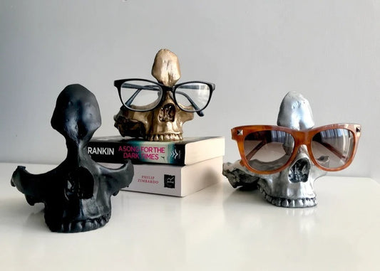 Skull Glasses Frame Sculpture Resin Ornament