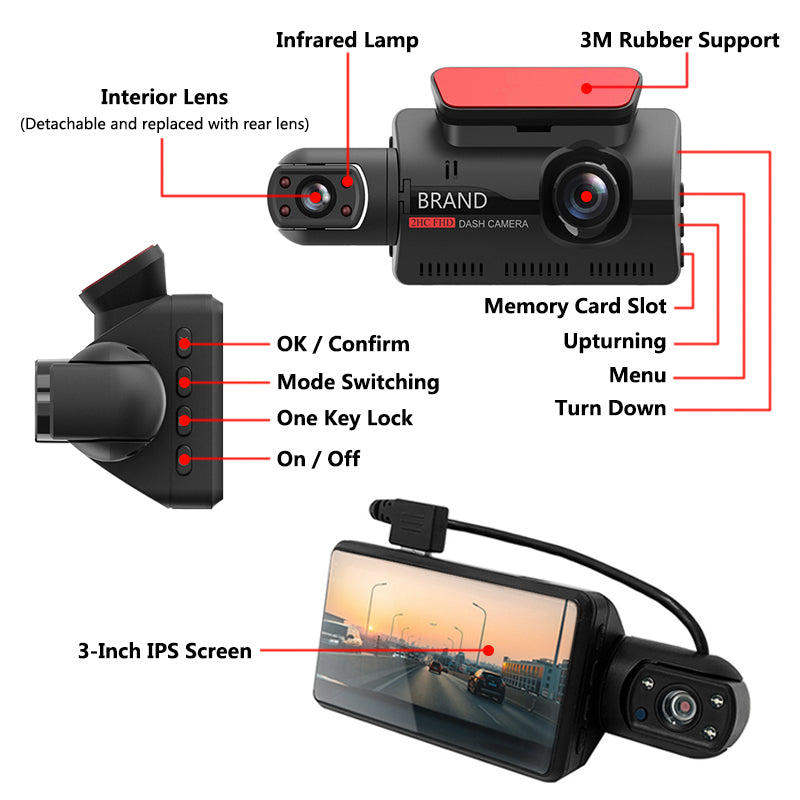 Driving Recorder HD Night Vision Inside And Outside The Car 360 Degrees For 24 Hours