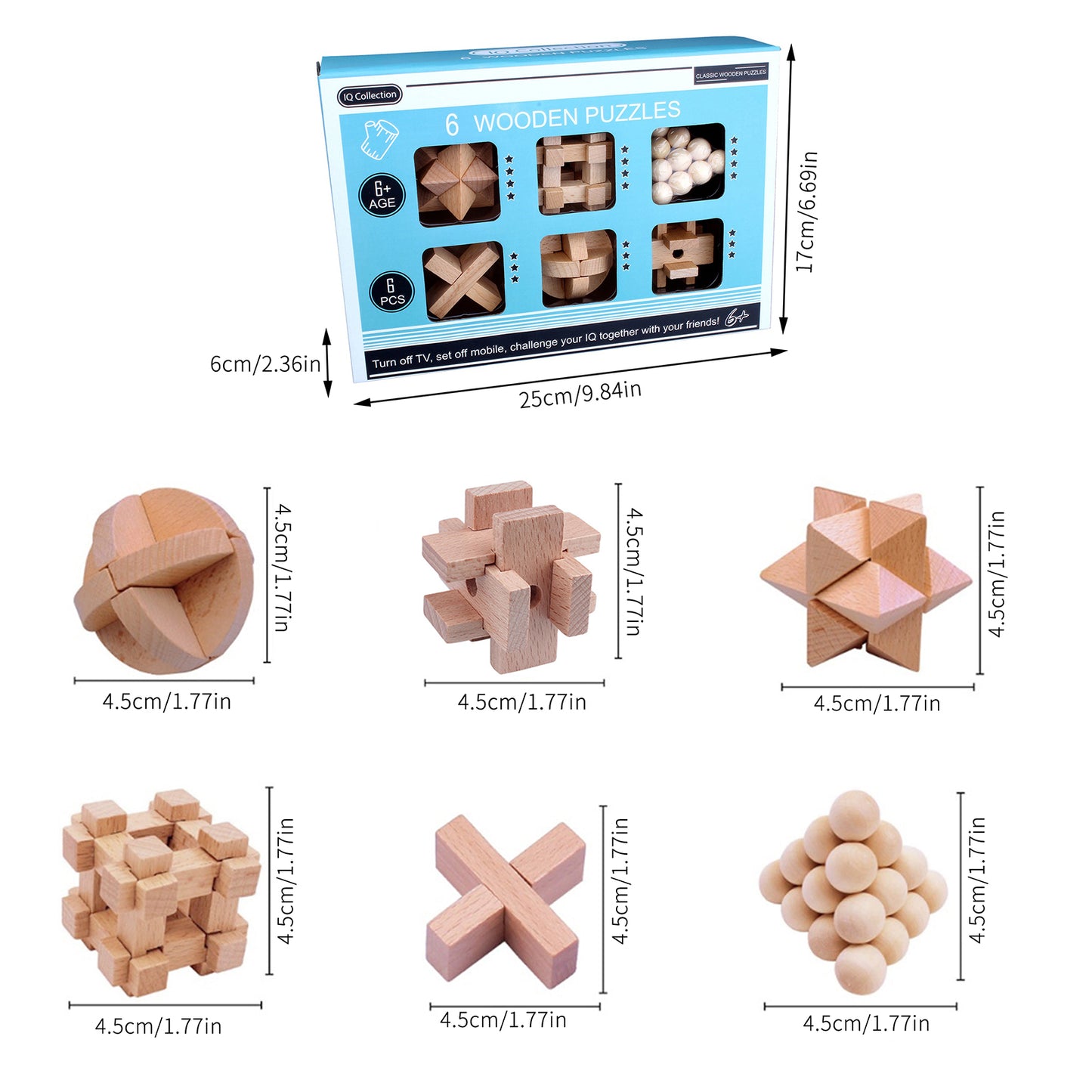 Beech Wood Kongming Lock Six-piece Set Of Intellectual Toy