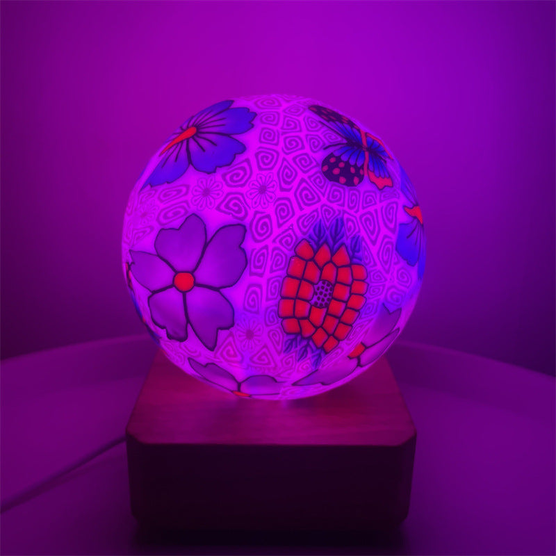 Glass Ball Lamp USB Plug In LED Colorful Dimming Soft Ceramic Glass