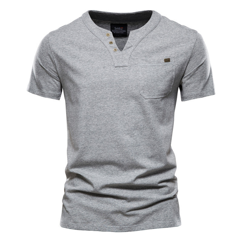 Sports T-shirt Slim Cotton Pocket Men