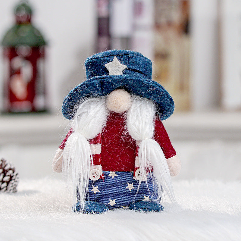 Independence Day Faceless Long And Short Legs Doll Decoration