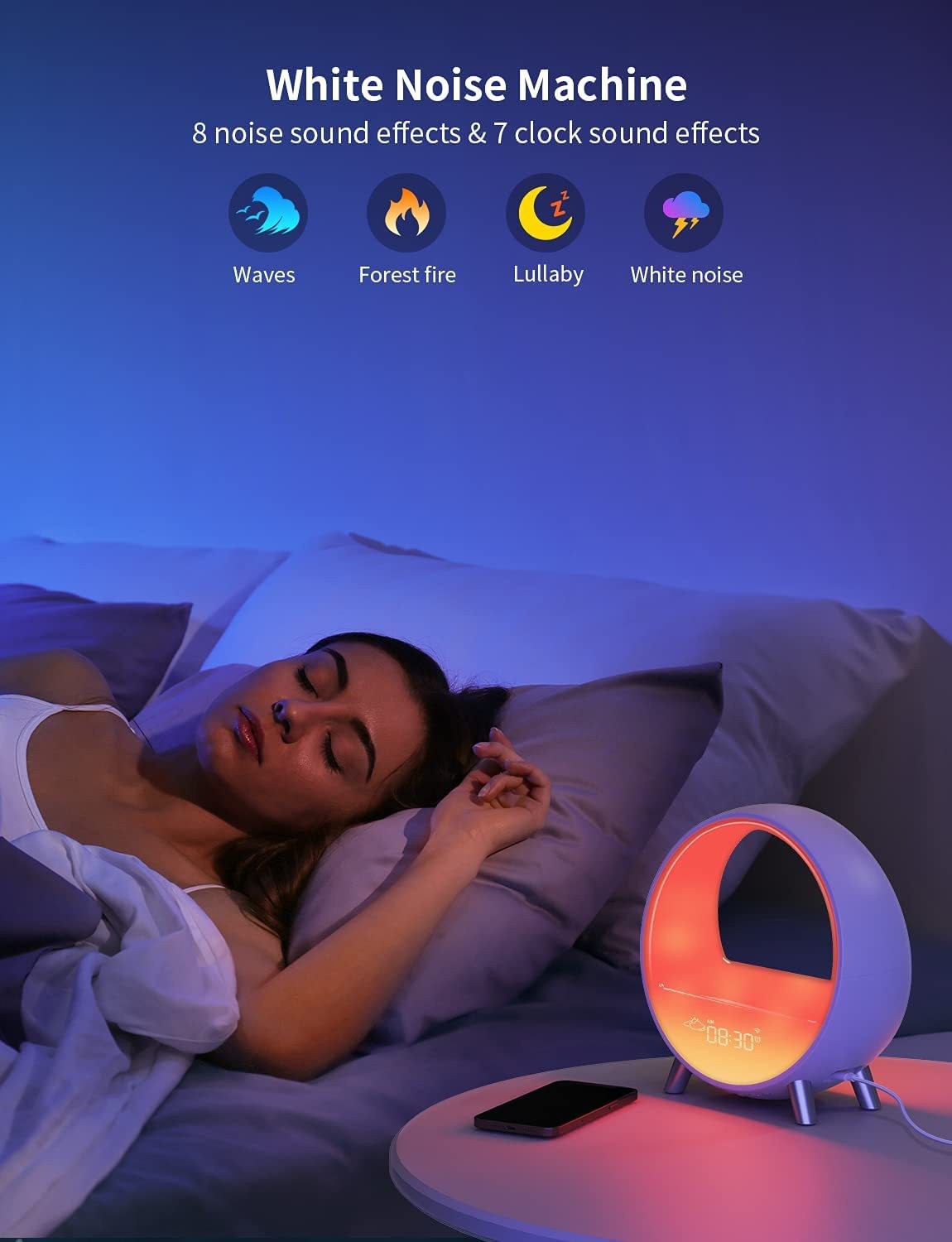 Atmosphere Lamp Bluetooth Speaker Smart Alarm Clock Night Light WiFi Wake Up Light Sunrise Sunset Lamp