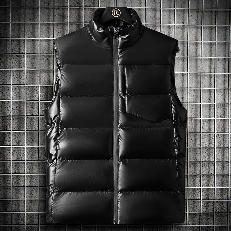 Men's Sleeveless Shiny Cotton Vest Jacket