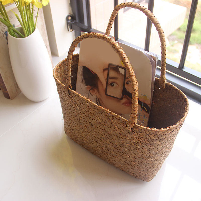 New Seagrass Woven Basket Floral Plant Tote