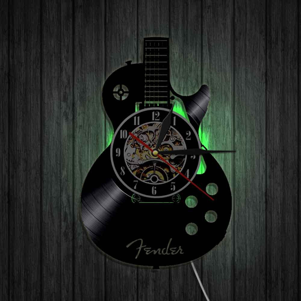 Living Room Study Retro Guitar Vinyl Record Wall Clock