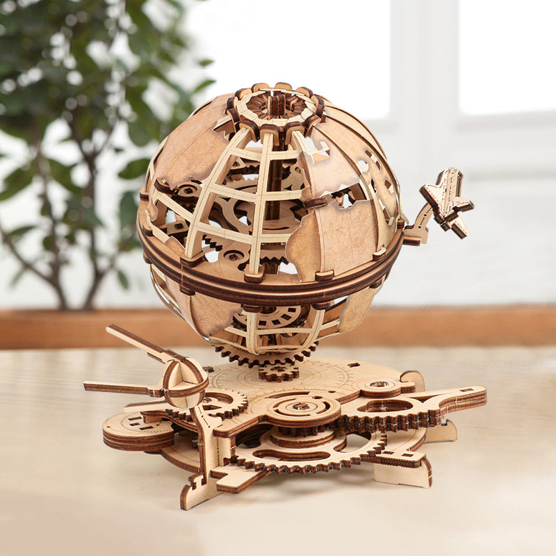 Creative Shifting Globe Educational Toy Wooden Mechanical Transmission Model Gift For Children